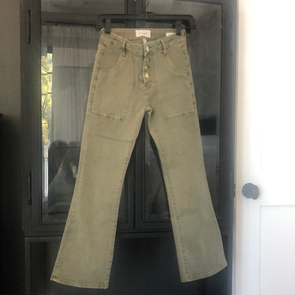 Frame Denim army green jeans.